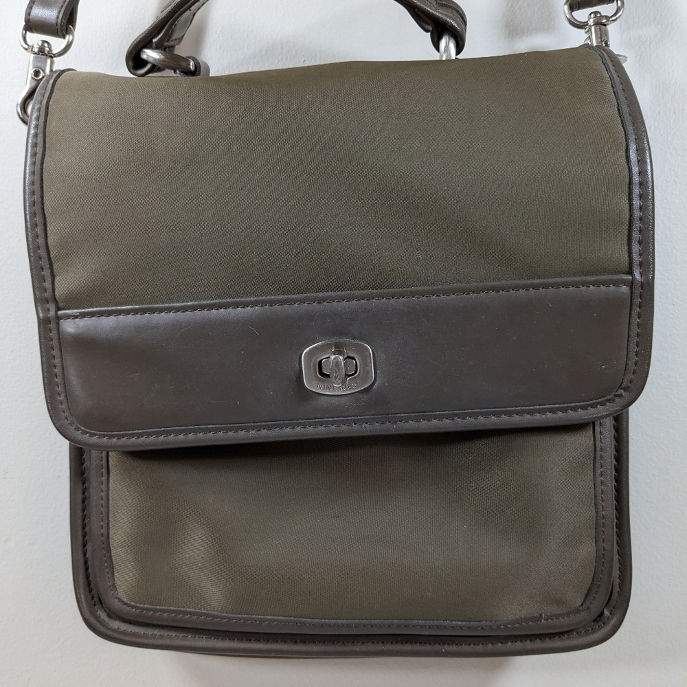 Nine West crossbody/satchel, dark green/brown purse - Picture 3 of 15